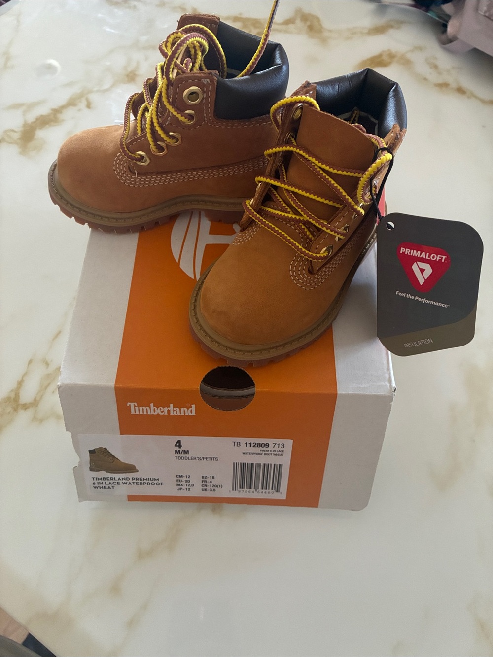 Timberland Kids Wheat Brown Lace-Up Boots with Yellow Laces